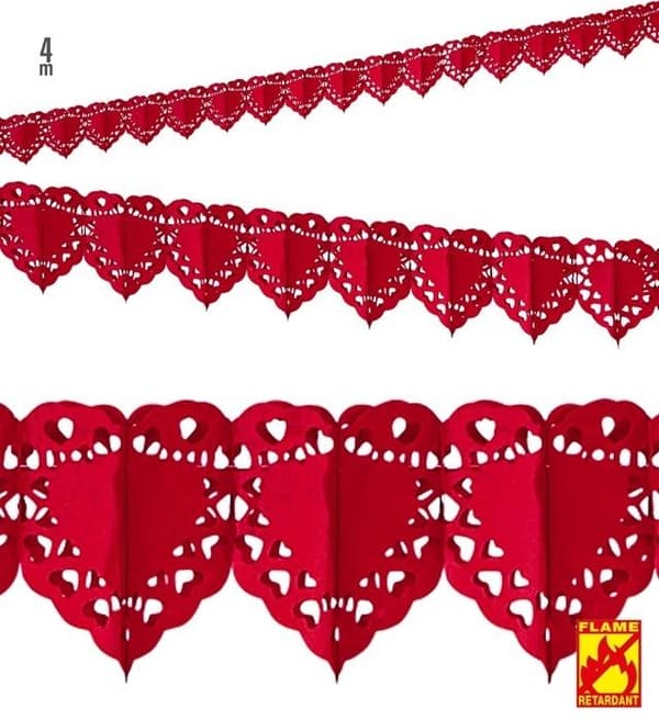 Guirlande med røde hjerter 4m