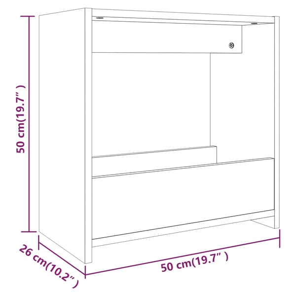 vidaXL sidebord brunt egetræ 50x26x50 cm