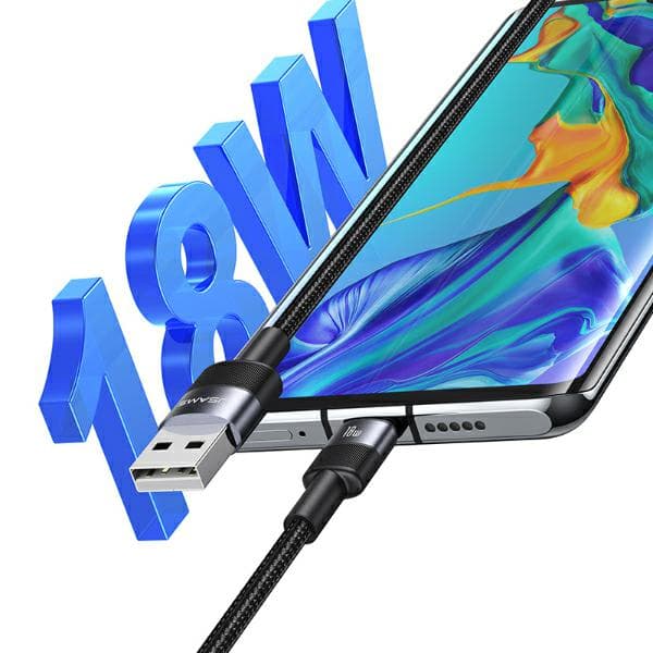 USAMS USB til USB-C 3A 1,2m hurtigopladerkabel stål