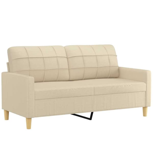 vidaXL 2-sitssoffa, krämfärgad, 140 cm, klädd i tyg