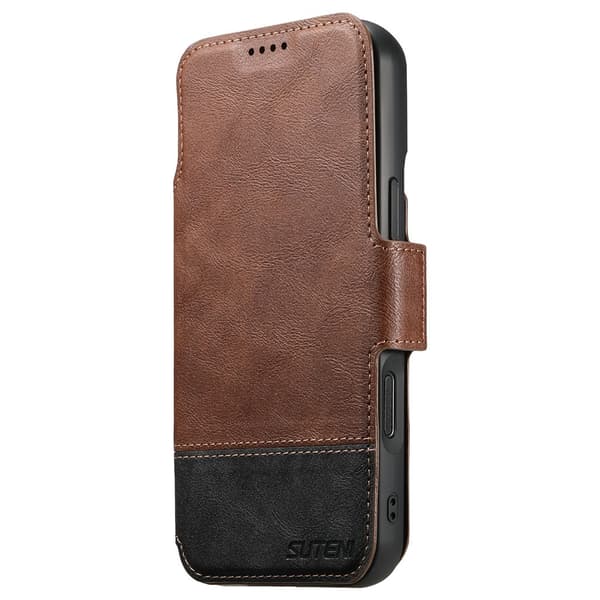 SUTENI 2-i-1-flipfodral till iPhone 17 Pro, MagSafe-resistent, brunt