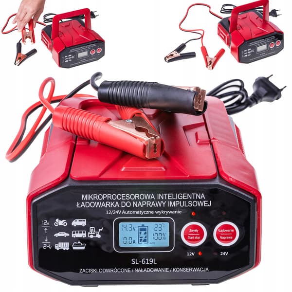 Bilbatterioplader 24V 12V 30A AGM START-STOP