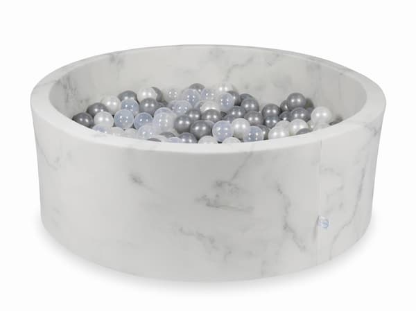 Tør pool 110x40 marmor med 500 bolde: perlemor, transparent, sølv