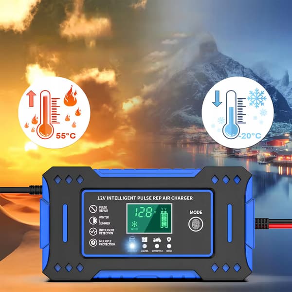 AUTOMATISK BATTERILADDARE MED 12V BATTERIREPARATORSFUNKTION