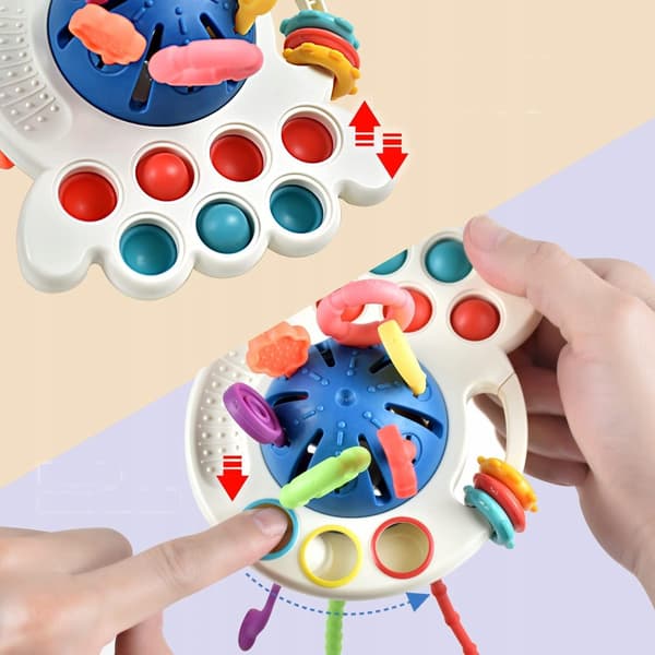 Octopus Pop It sensorisk leksak Montessori bitring för bebisar 4 i 1