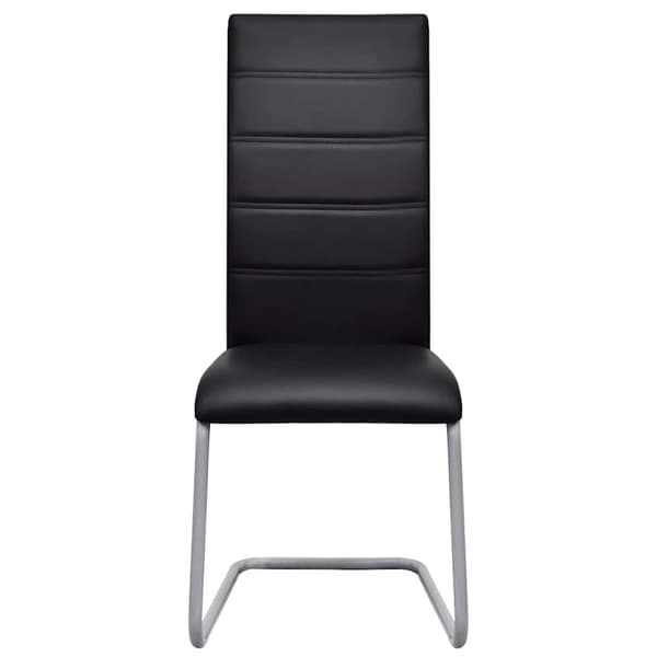 vidaXL Cantilever spisestole, sæt med 2, sort, kunstlæder