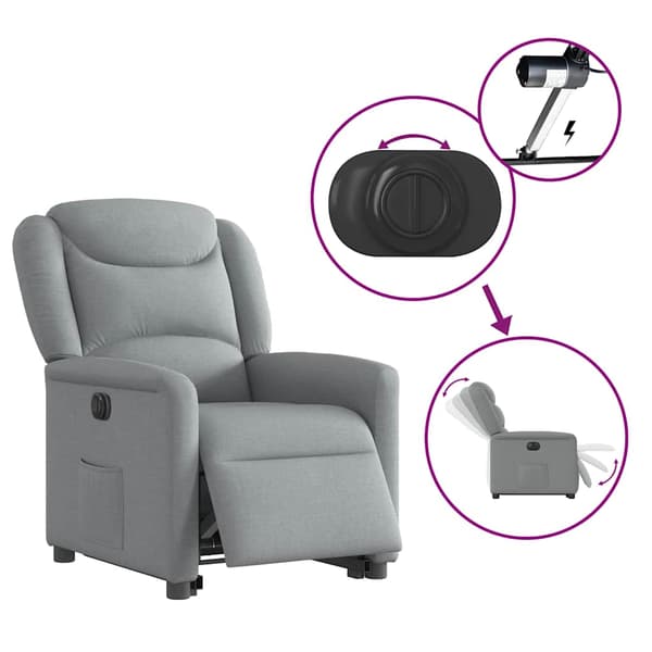 vidaXL Elektrisk lyftande massagefåtölj ljusgrå