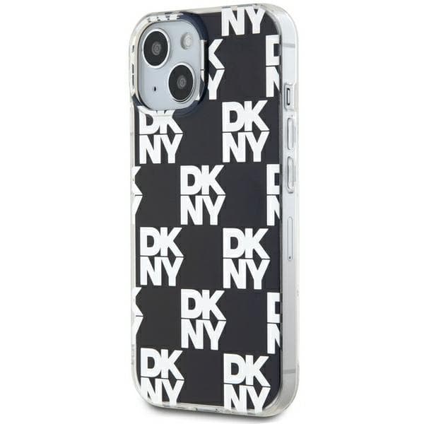DKNY IML Ternet Mono Mønster Etui til iPhone 15, Sort