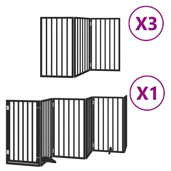 vidaXL foldbar hundegitter med dør 15 paneler sort 750 cm