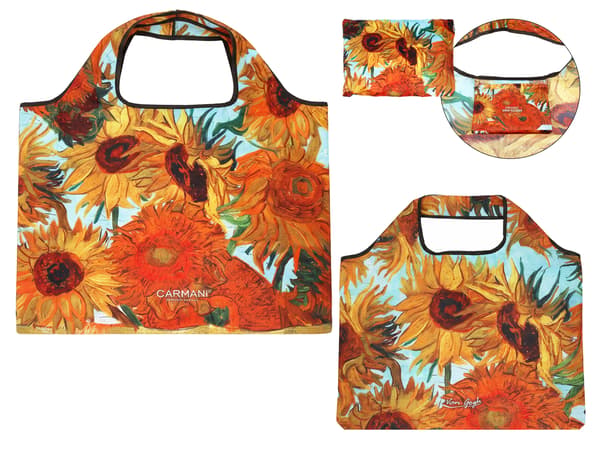 Carmani, polyester, vikbar shoppingkasse 40x70cm - VAN Gogh/Solrosor