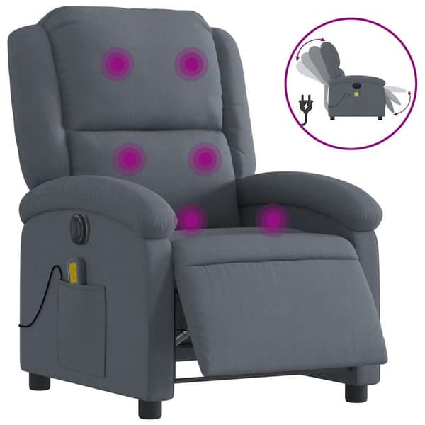 vidaXL Elektrisk massagefåtölj mörkgrå sammet