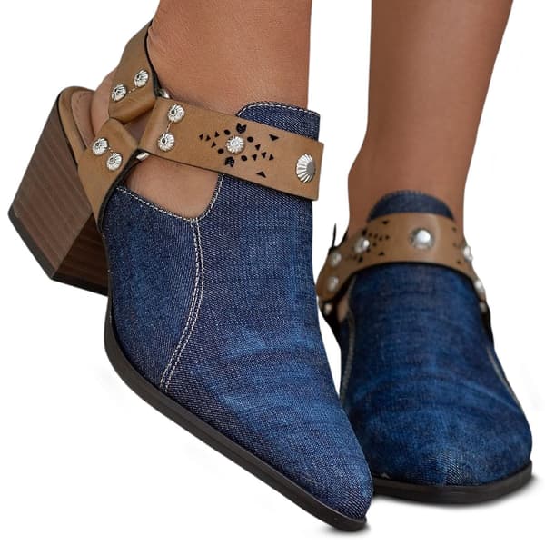 Weide Dam Denimsandaler Ankelboots med Klack 38