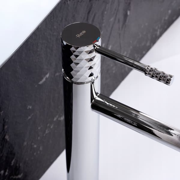Lungo Modern Diamond Sølv Højforkromet Håndvaskarmatur