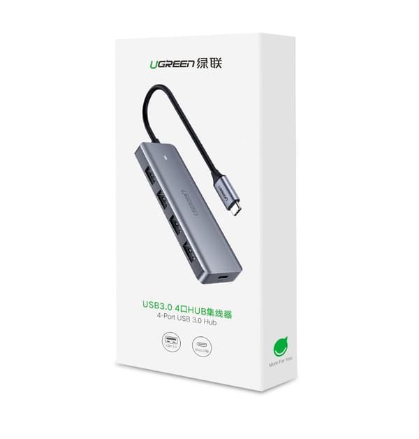 USB-C-keskitin - 4x USB 3.2 USB-C-virtaportilla, harmaa