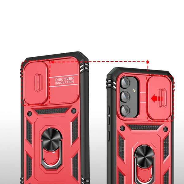 Pansret cover til Samsung Galaxy A54 5G, CamShield Slide, rød / sort