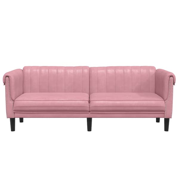vidaXL 3-sitssoffa, rosa, klädd i sammet