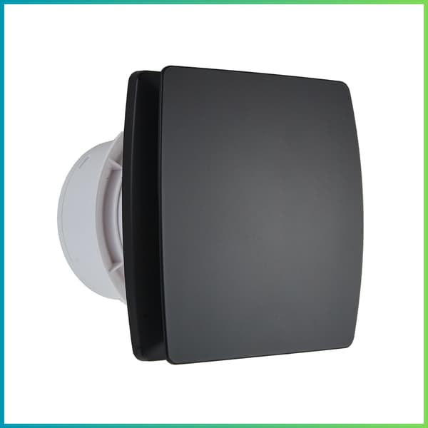 Stille badeværelsesventilator med fugtighedssensor + timer 100 mm sort