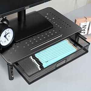 Justerbart laptop-skärmstativ med låda, metall + tyg