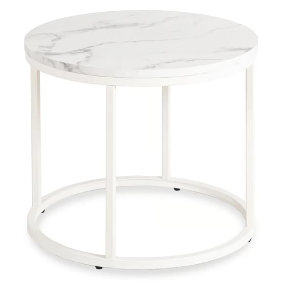 AGNES soffbord 53 cm vit marmor modern