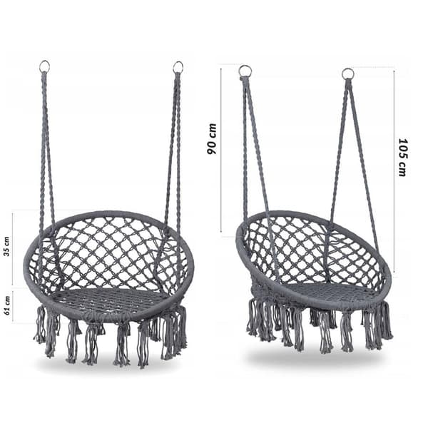 Stork's Nest gyngestol i haven, Boho, 120 cm - grå