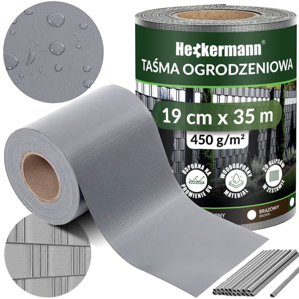 Heckermann Hegnstape 19cm x 35m - Lysegrå