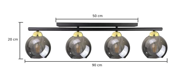 Loftlampe 4xE27 MINOR SORT/GULD