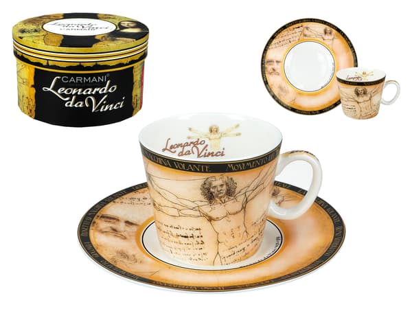 Carmani, espressokopp 90ml - leonardo DA vinci/Vitruvian Man