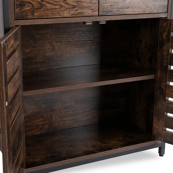 AMAYA Skoskab 70 cm til entré Rustik egetræ Loft-stil