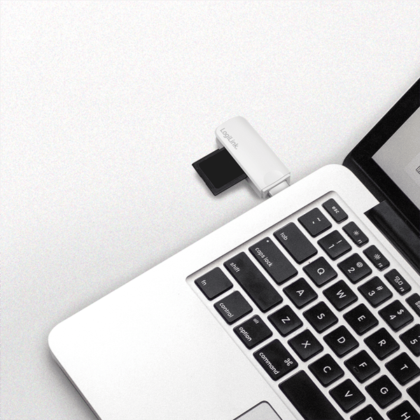 Kompakt USB 3.0-kortläsare för SD/microSD - Vit Logilink