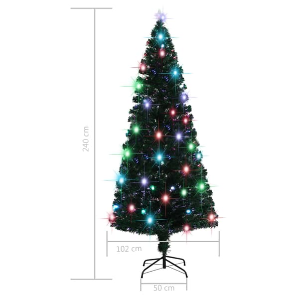 vidaXL Tekokuusi jalustalla/LED-valolla, 210 cm, valokuitu