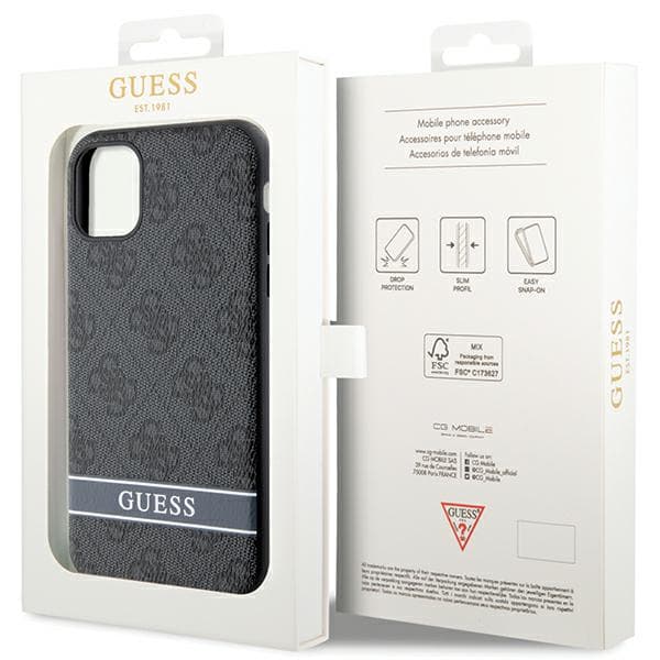 Guess 4G Stripe-etui til iPhone 11 / Xr, grå