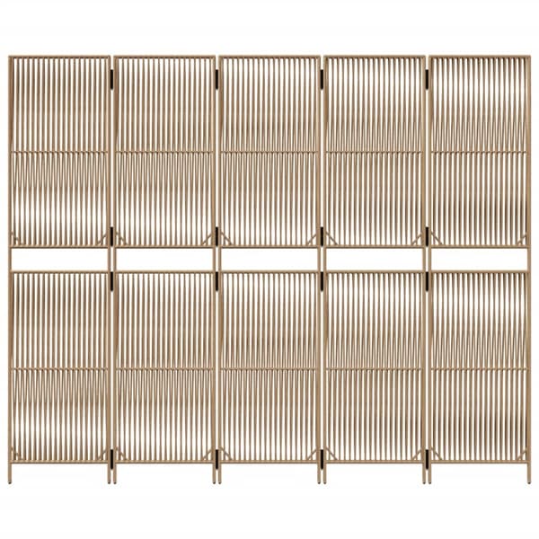 vidaXL Rumsavdelare med 5 paneler, beige, polyrotting
