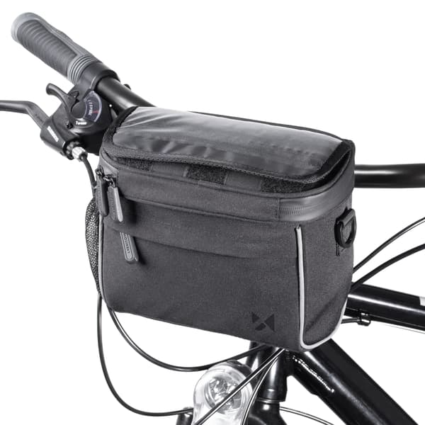 Cykelstyrstaske til navigation med skulderrem, sort