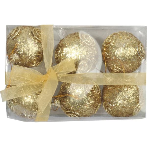 Set med 6 slitstarka guldglitterkulor - 5 cm