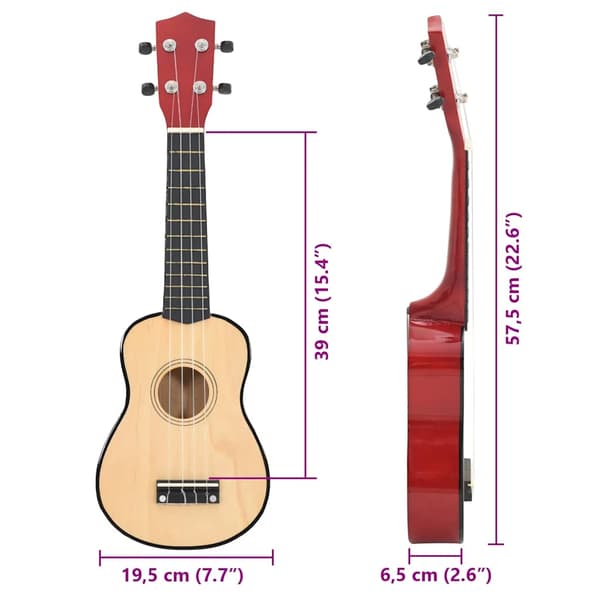 vidaXL Sopraanoukulele kotelolla lapsille, vaalea puu, 23"