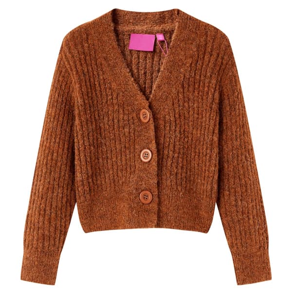 Børnestrikcardigan, cognac, 104