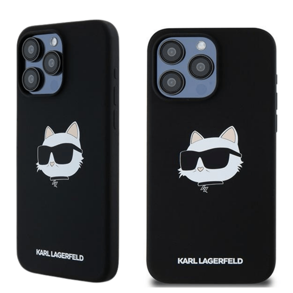 Karl Lagerfeld Silikone Choupette Head Magsafe-etui til iPhone 15 Pro Max, Sort