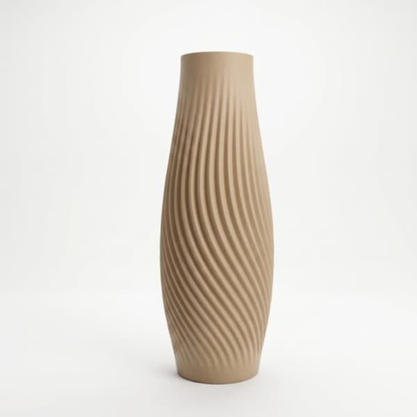 Slank beige dekorativ vase til blomster, moderne design