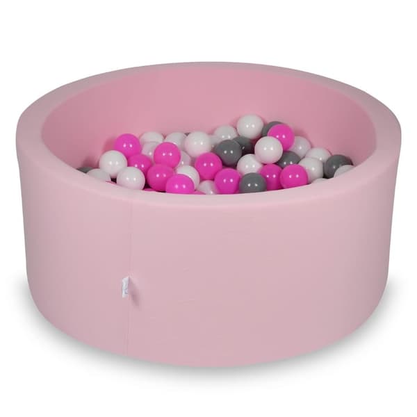 Tør pool 90x40cm pulverrosa med 300 bolde: hvid, grå, lyserød