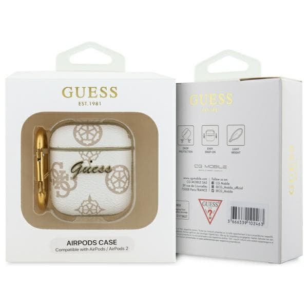 Guess 4G Hook-etui til AirPods 1/2, hvid