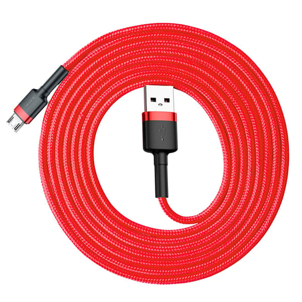 Hållbar flexibel kabel USB microUSB 1.5A 2M röd
