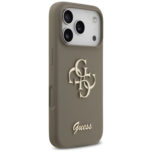 Guess Silikone Big 4G Script-cover til iPhone 17 Pro, brunt