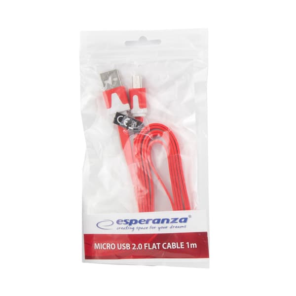 ESPERANZA EB182R MICRO USB 2.0 AB -KAAPELI M/M 1.8M LITTEÄ PUNAINEN