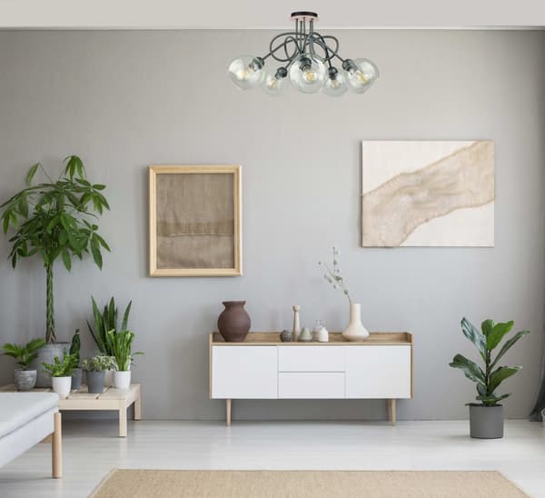 Loftlampe 5xE27 EVIE SORT/TRÆ