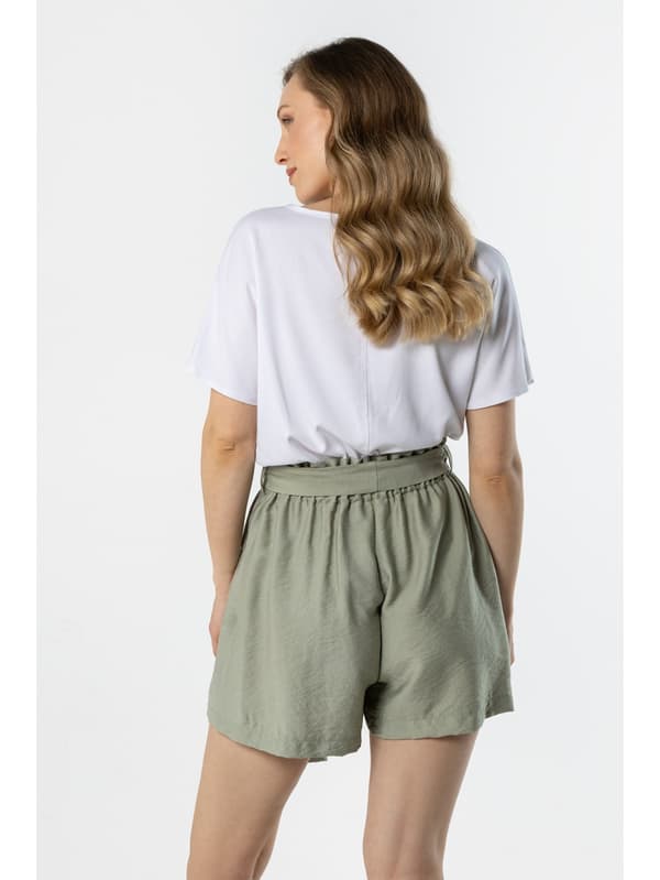Sage dameshorts med elastisk talje og bælte - letvægts til sommer M