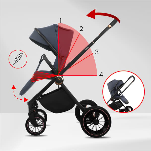 BabyLux CASTOR 2-i-1 klapvogn, gondol, let, foldbart sæt