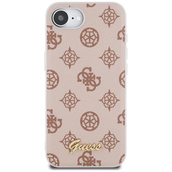 Guess Peony Script Logo MagSafe-skal till iPhone 16e Brunt
