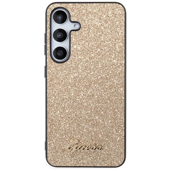 Guess Glitter Script-skal till Galaxy S24, guld