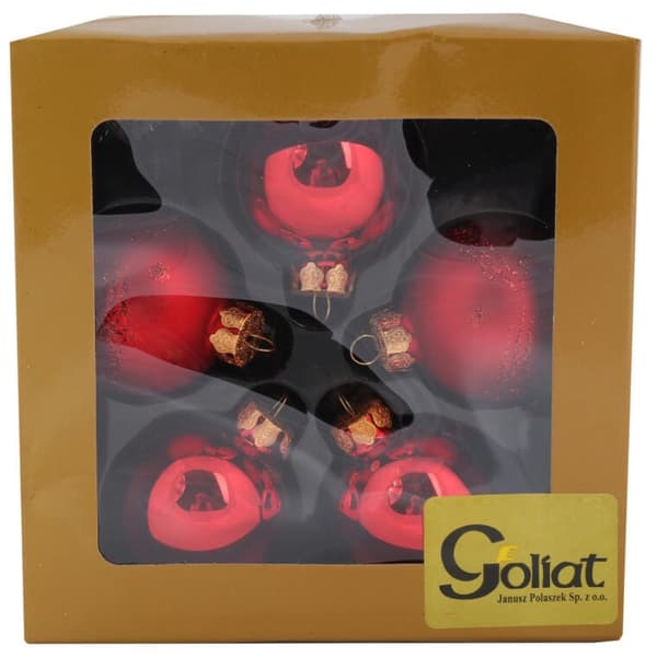 Set med 5 glaskulor 6 cm röda