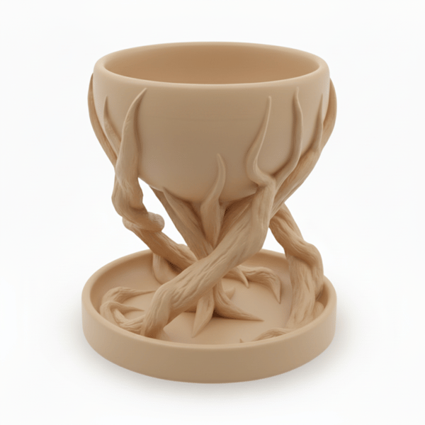 Beige spiralformet træformet designerblomsterpotte til planter